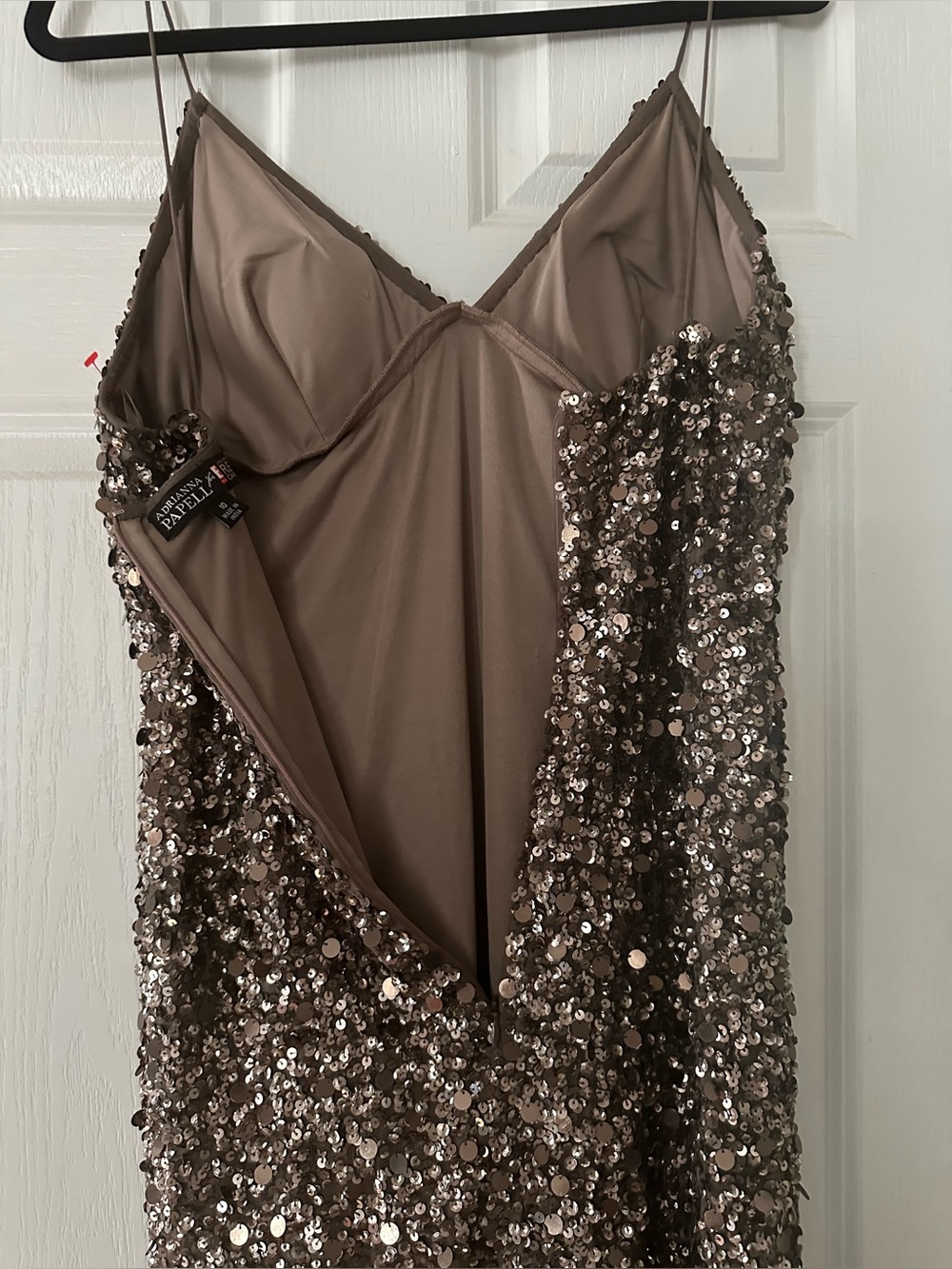 Adrianna Papelll E Live from the Red Carpet~  Sequin Slip Dress in Champagne - Picture 3 of 6